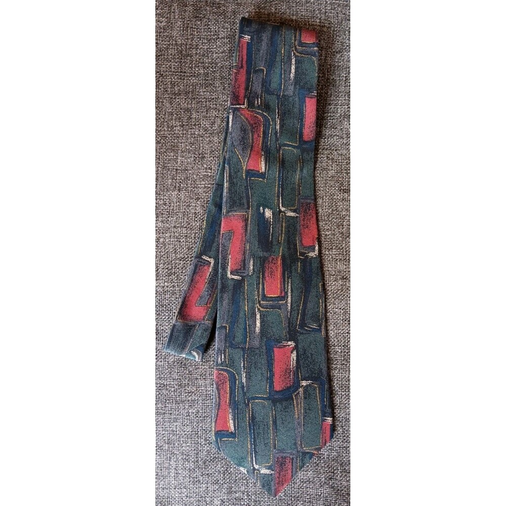 Dress Tie 70s 80s 90s Y2K Mens Conte Di Milano Multi Color Geometric 4 Wide